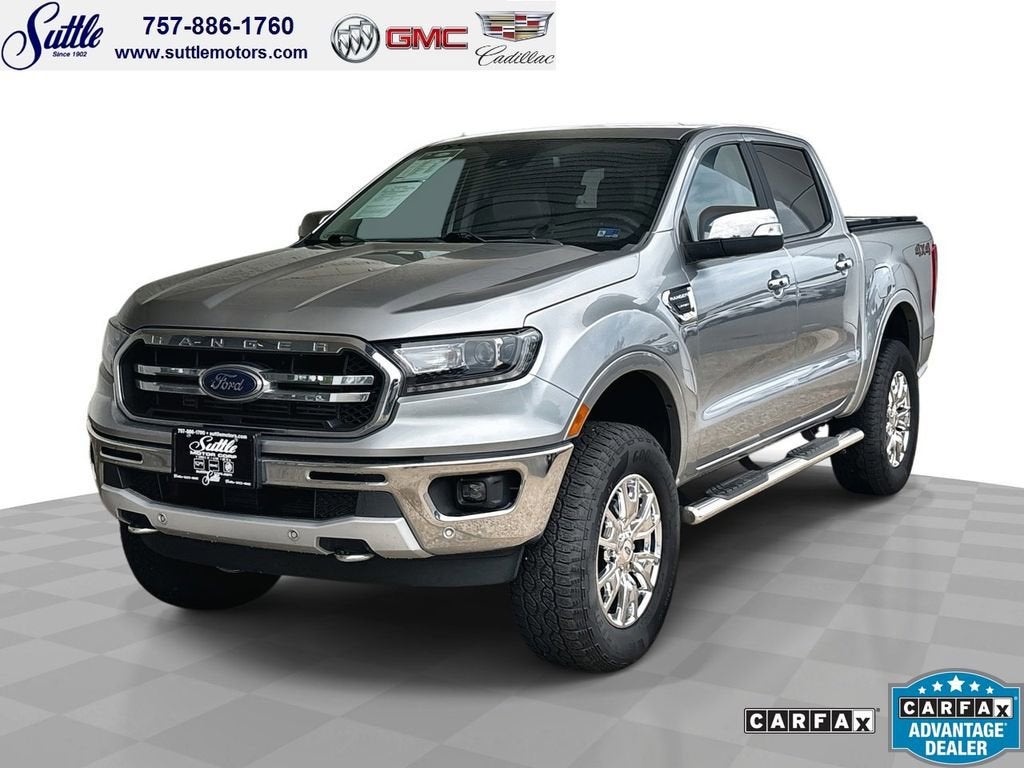 2021 Ford Ranger LARIAT in Silver — front three-quarter view