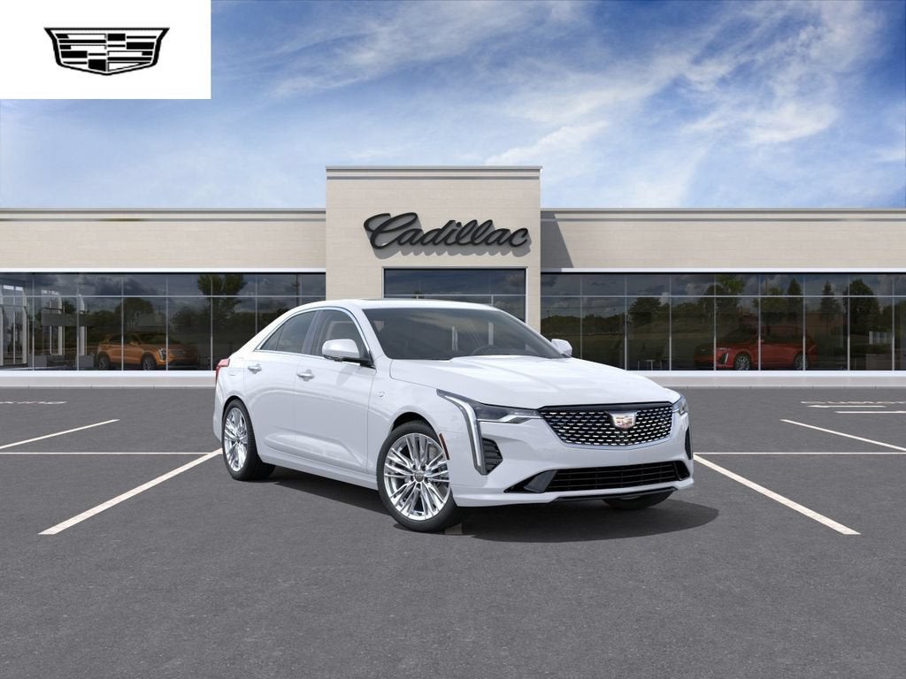 2026 Cadillac CT4 Premium Luxury in Vibrant White Tricoat — front three-quarter view
