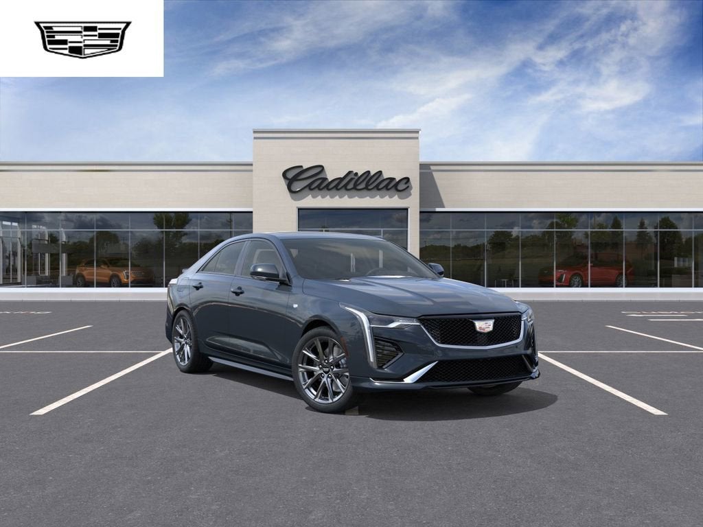2026 Cadillac CT4 Sport in Deep Space Metallic — front three-quarter view