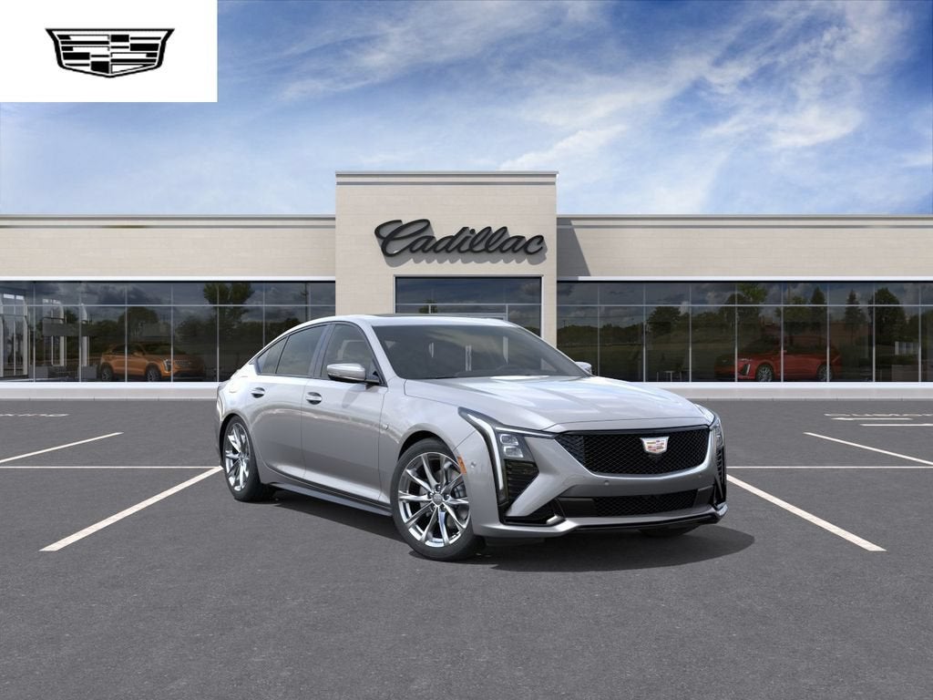 2026 Cadillac CT5 Sport in Argent Silver Metallic — front three-quarter view