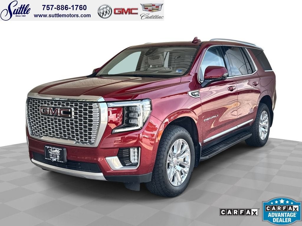 2022 GMC Yukon Denali in Cayenne Red Tintcoat — front three-quarter view