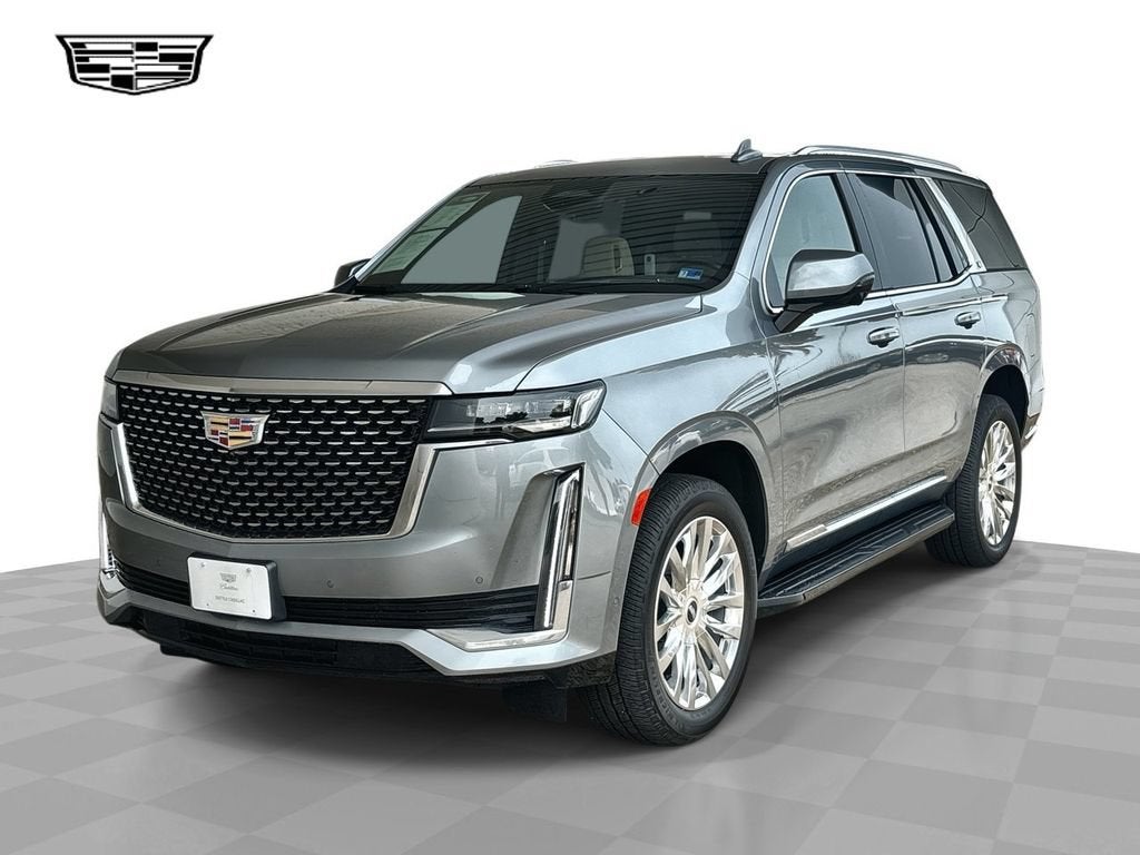 2023 Cadillac Escalade Premium Luxury in Argent Silver Metallic — front three-quarter view