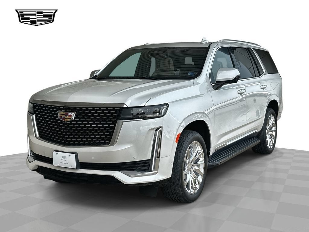 2024 Cadillac Escalade Premium Luxury in Crystal White Tricoat — front three-quarter view