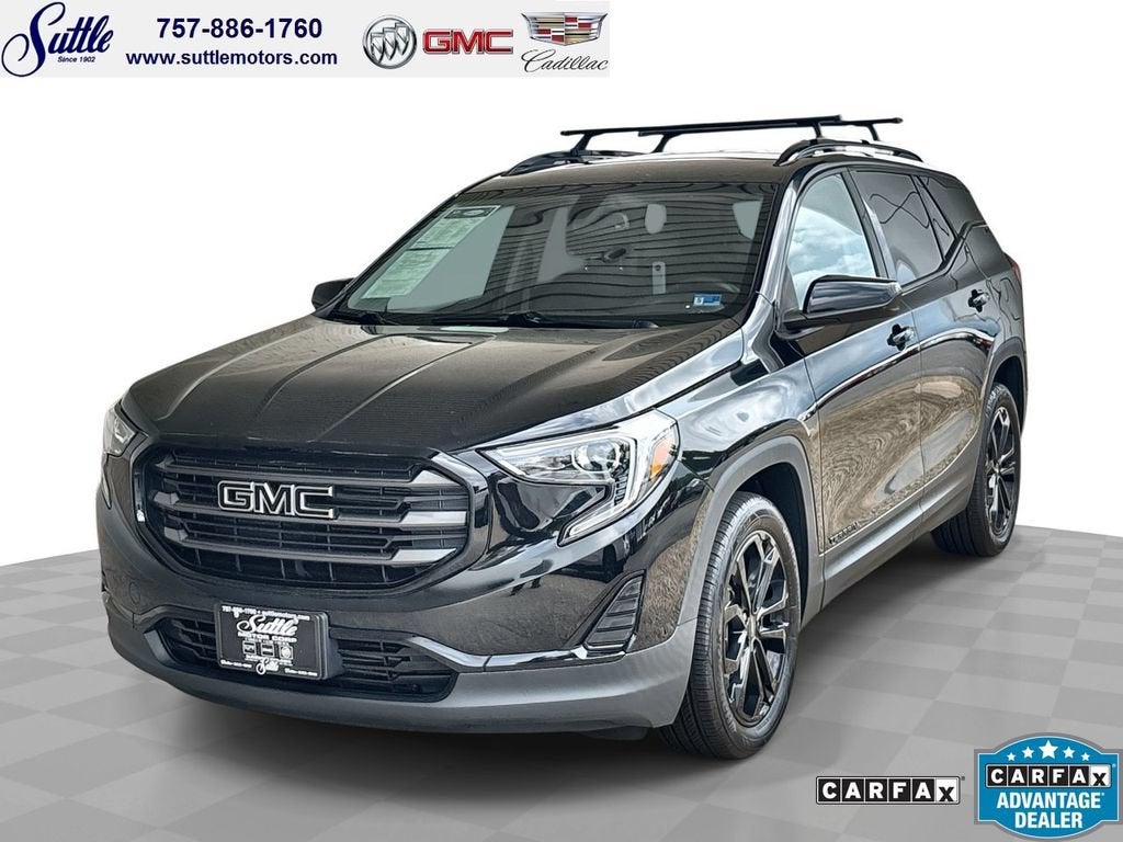 2019 GMC Terrain SLE in Ebony Twilight Metallic — front three-quarter view