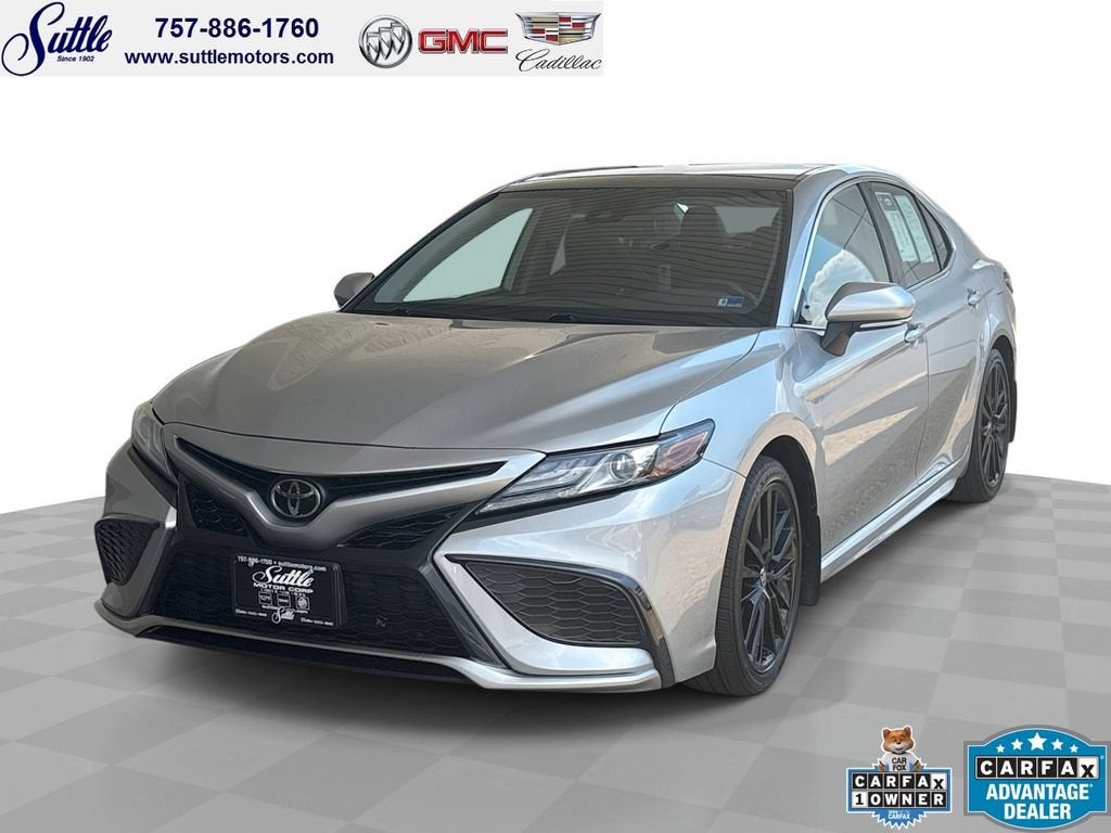 2022 Toyota Camry XSE in Silver — front three-quarter view
